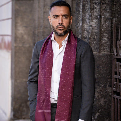 Savona - Slim Silk Scarf - Burgundy - Solstik