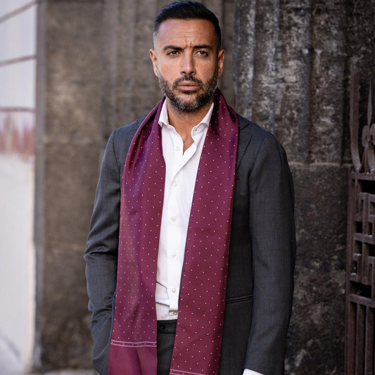 Savona - Slim Silk Scarf - Burgundy - Solstik