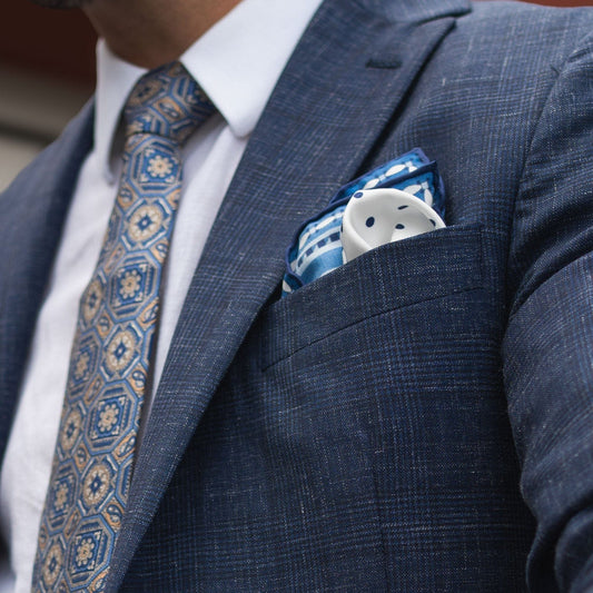 Pois - Silk Pocket Square - Blue - Solstik
