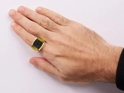 Gold Premier Black Diamond Gent's Ring 1.25cttw - Solstik