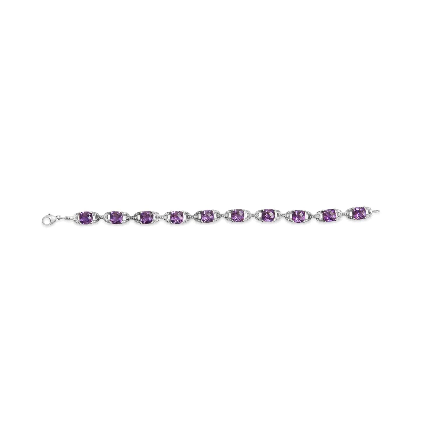 Sterling Silver Amethyst & Diamond Tennis Bracelet - 7 Inch - Solstik