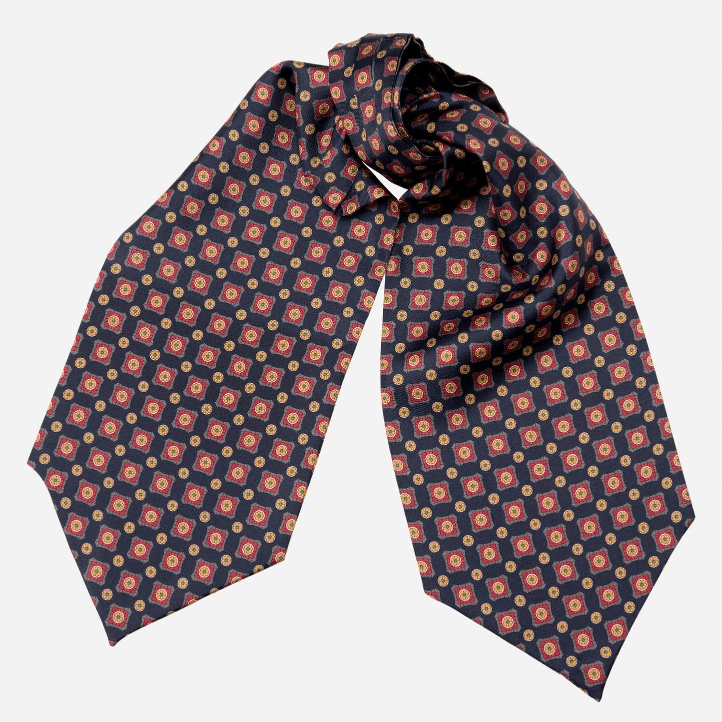 Barberini - Silk Ascot Cravat Tie - Navy and Red - Solstik