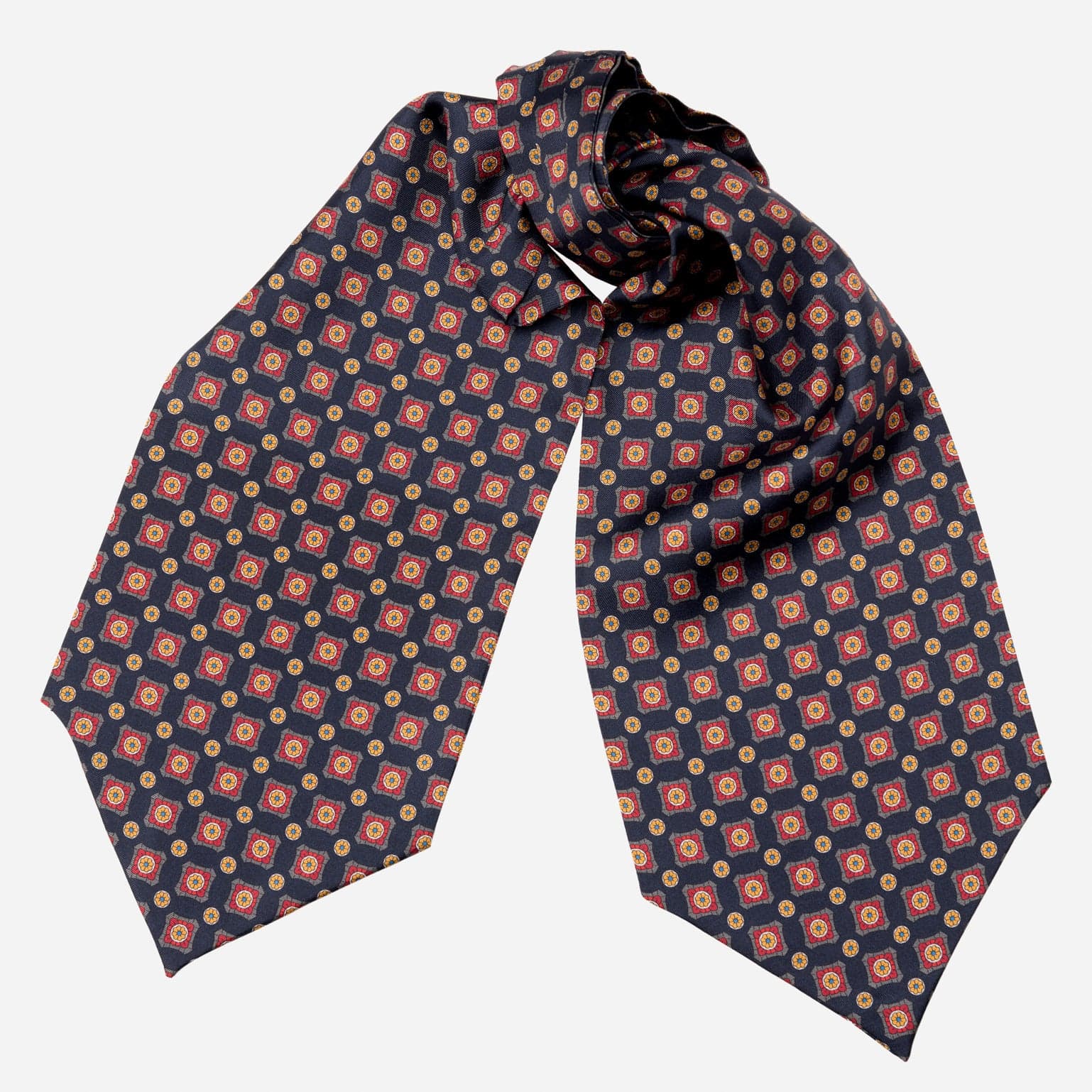 Barberini - Silk Ascot Cravat Tie - Navy and Red - Solstik
