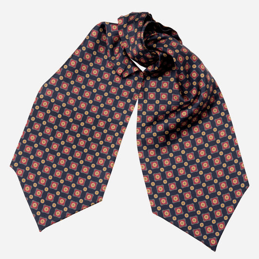 Barberini - Silk Ascot Cravat Tie - Navy and Red - Solstik