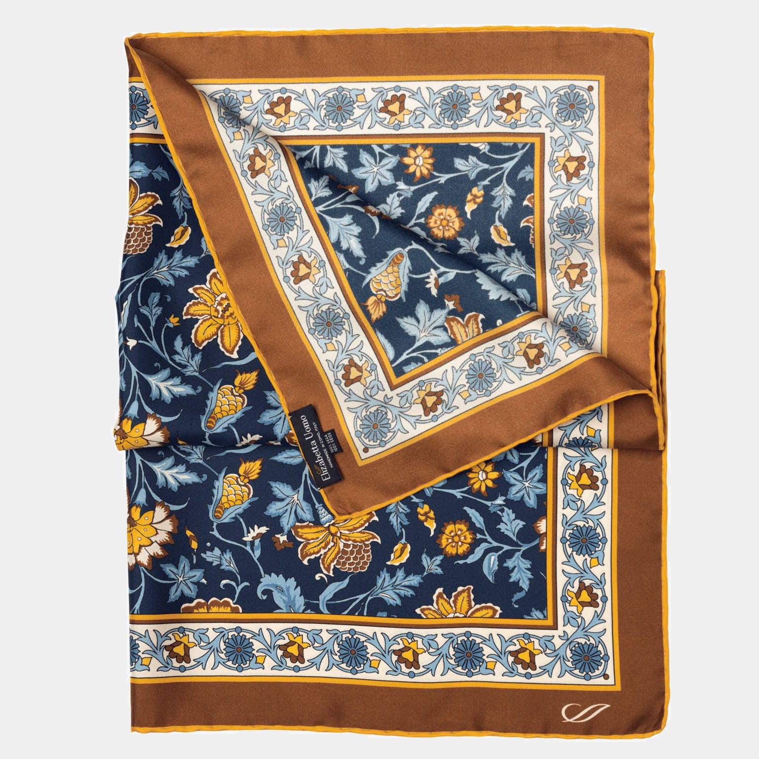 Carrara - Silk Neckerchief - Navy & Mustard - Solstik