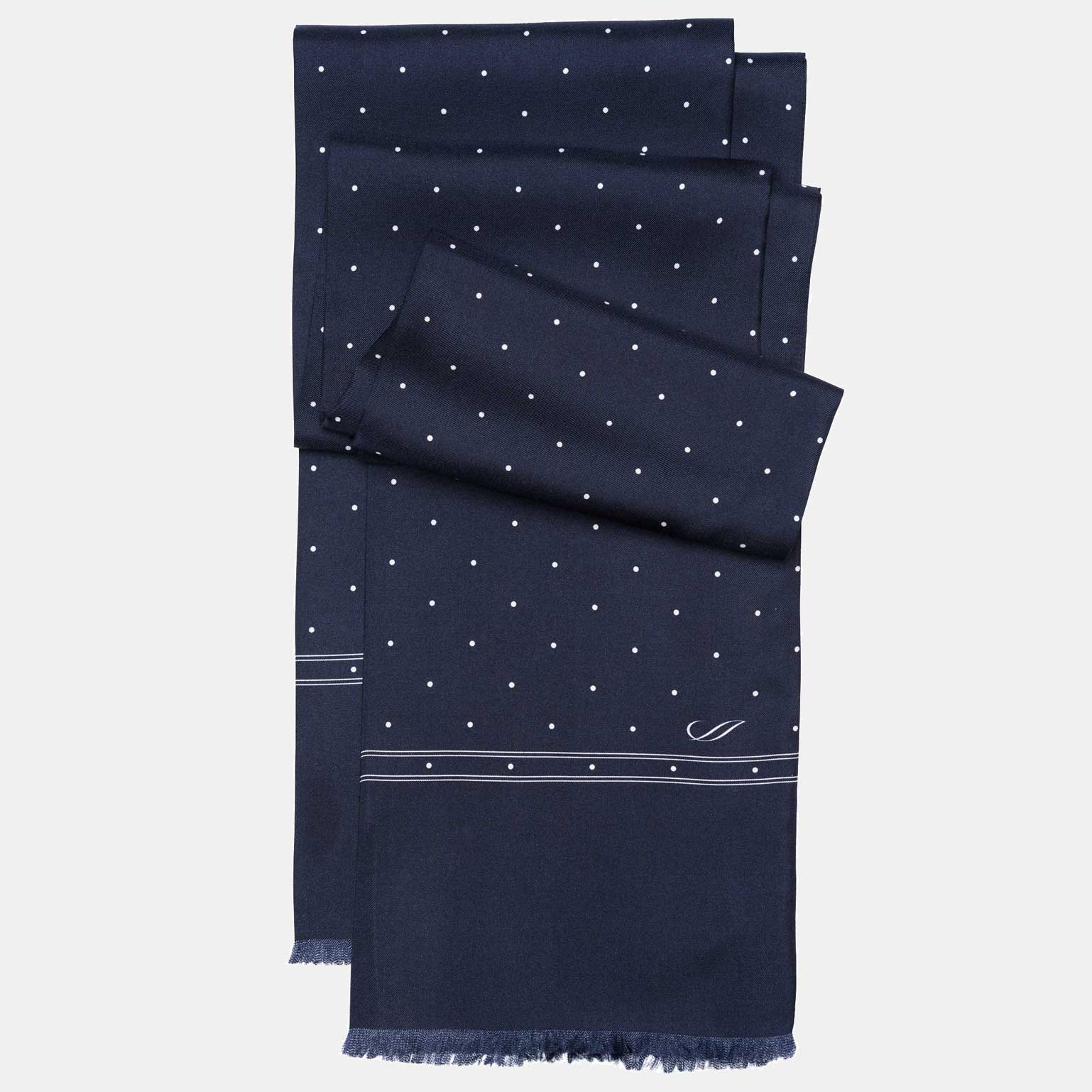 Savona - Slim Silk Scarf - Midnight Blue - Solstik