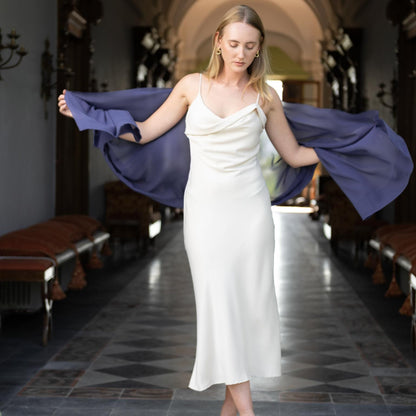 Carmen - Silk Scarf Shawl - Marine Navy - Solstik