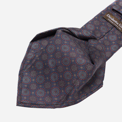 Moretti - Printed Madder Silk Tie - Navy & Burgundy - Solstik