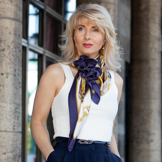 Vittoria - Silk Foulard - Blue - Solstik