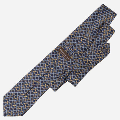Palio - Printed Silk Tie - Navy - Solstik