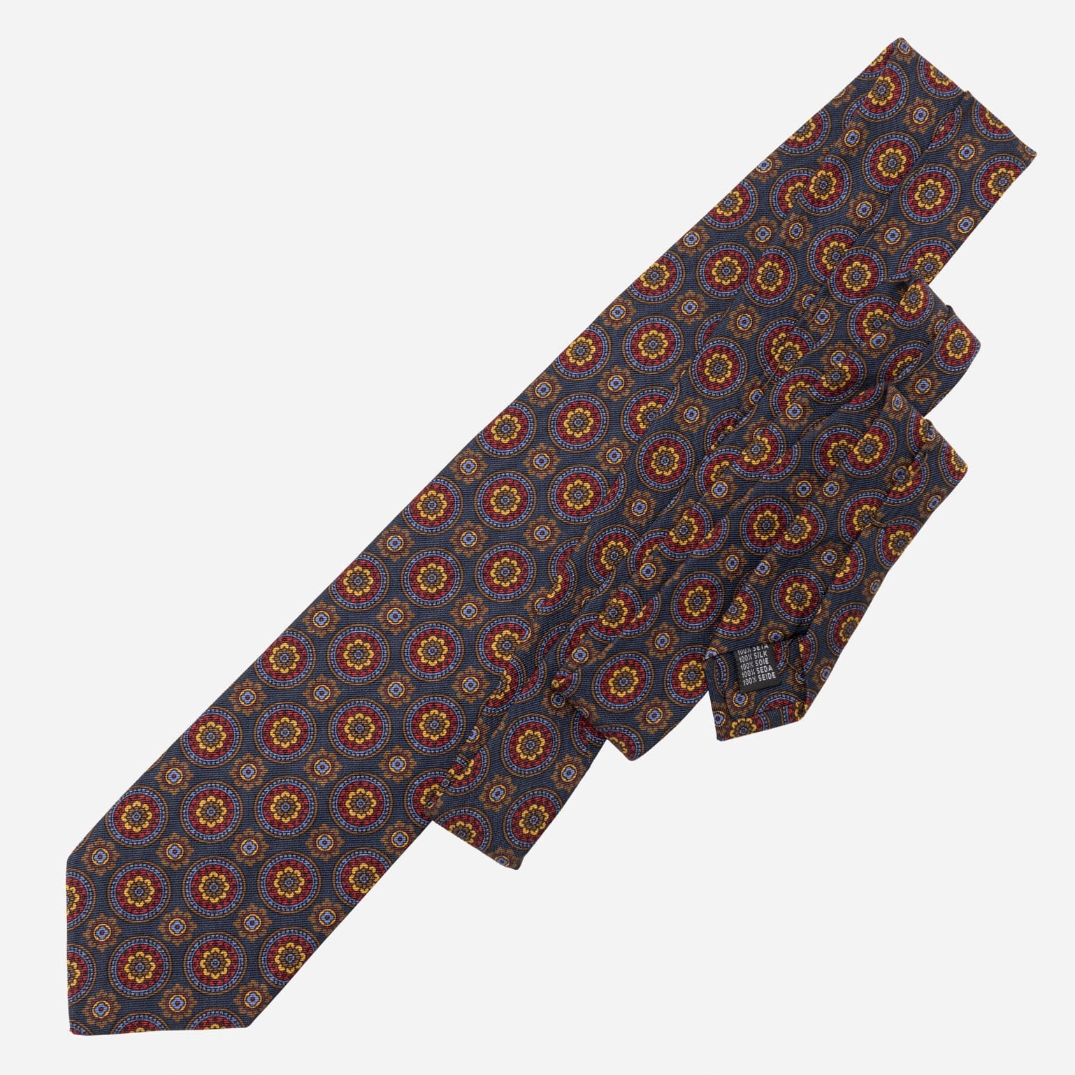 La Vigna - Printed Wool & Silk Tie - Navy - Solstik
