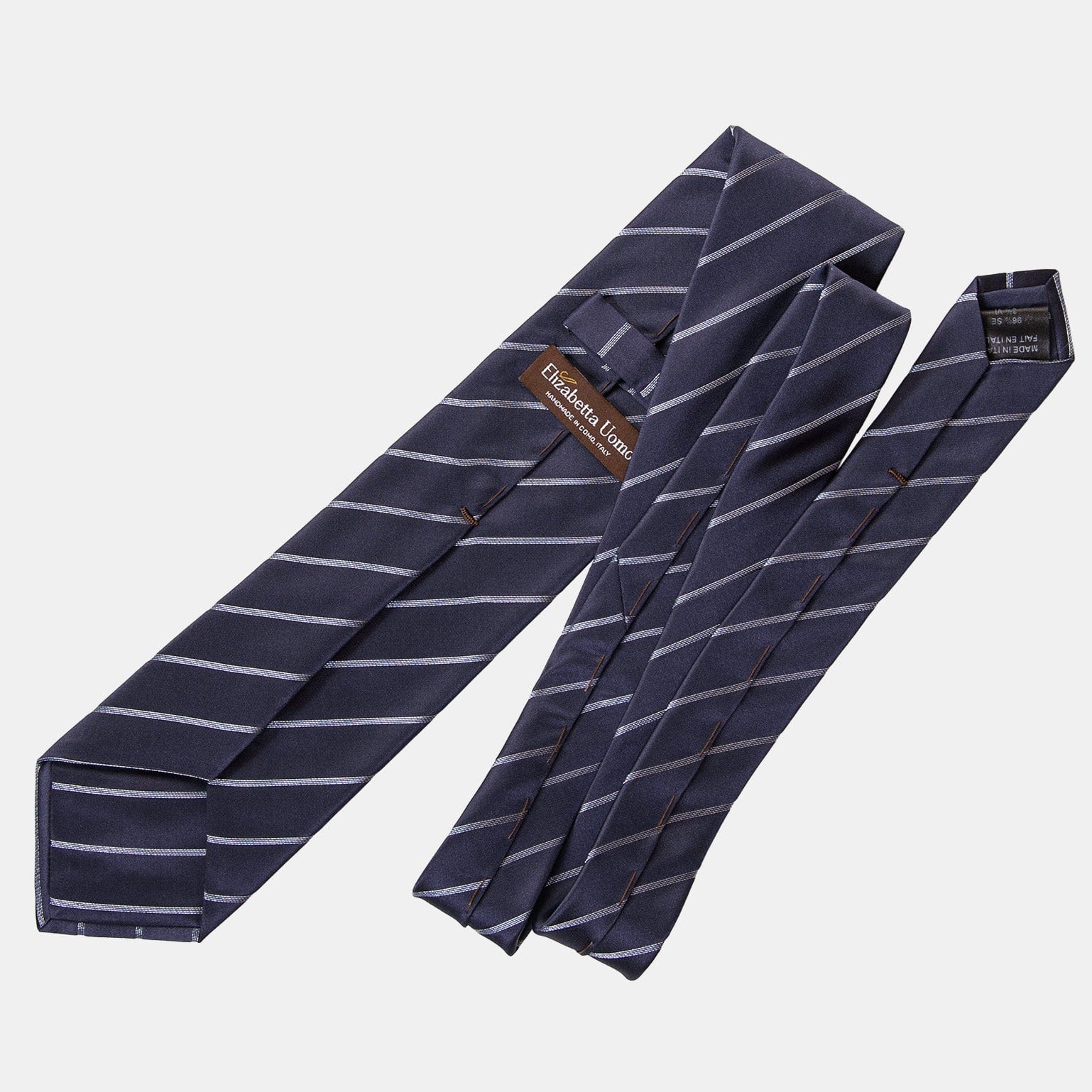 Esino - Silk Jacquard Tie - Midnight Blue and Silver - Solstik