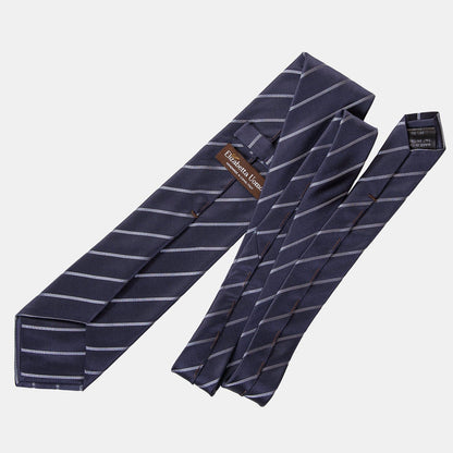 Esino - Silk Jacquard Tie - Midnight Blue and Silver - Solstik