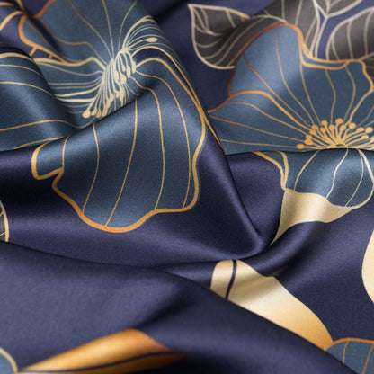 Laura - Silk Scarf Shawl - Navy - Solstik