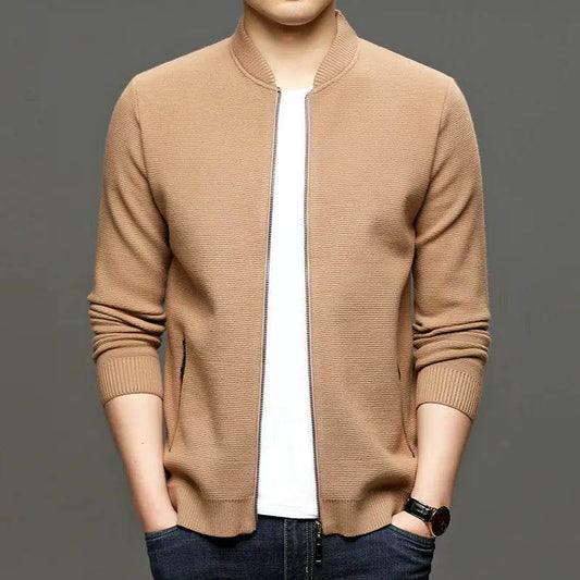 Men's Fashion Solid Color Knitted Jacket for Business - Solstik