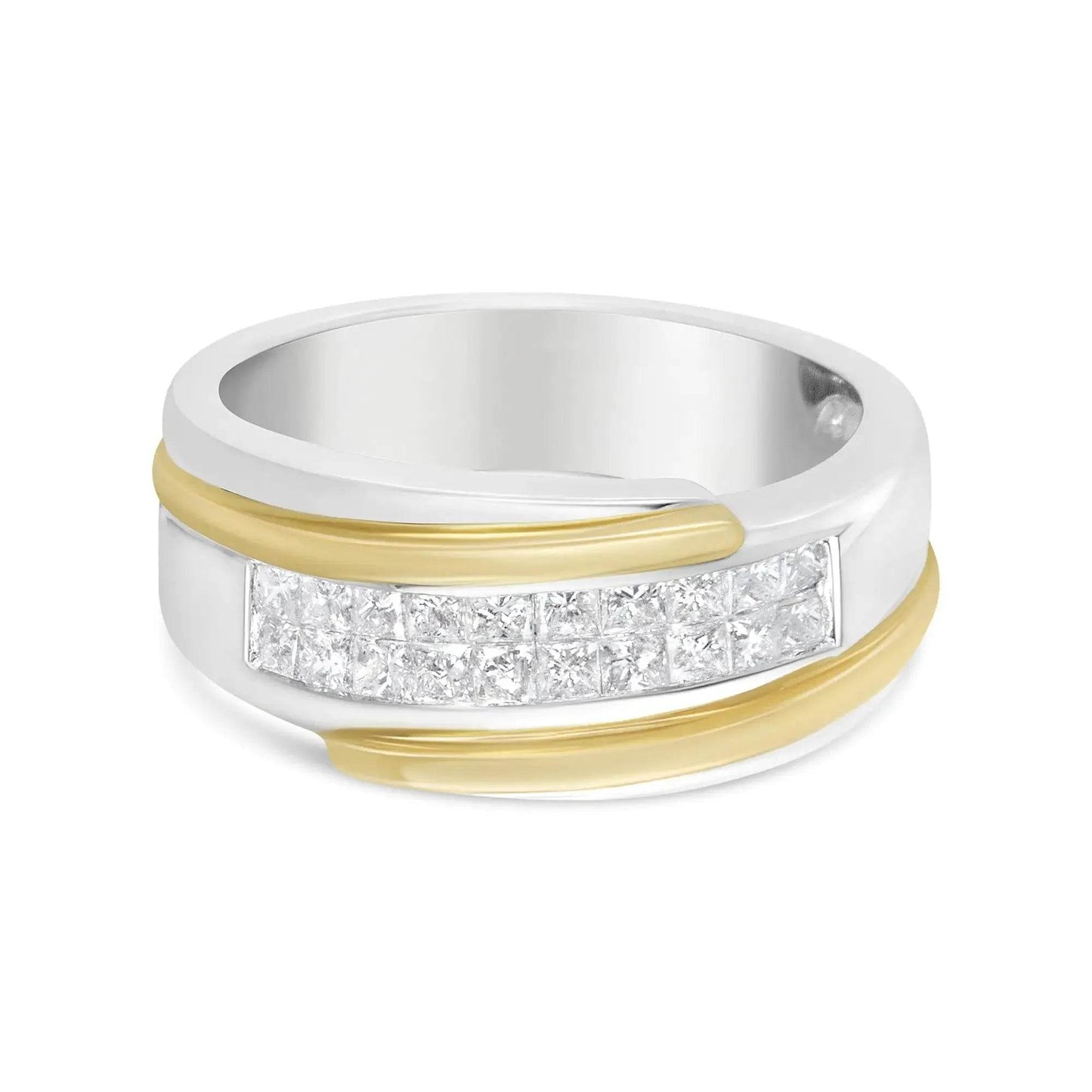 14K Gold 1ct Diamond Men's Luxury Band - Bicolor Design - Solstik