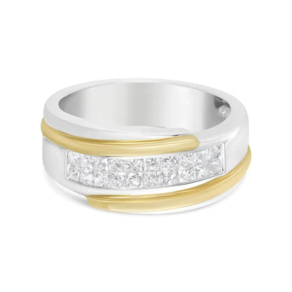 14K Gold 1ct Diamond Men's Luxury Band - Bicolor Design - Solstik