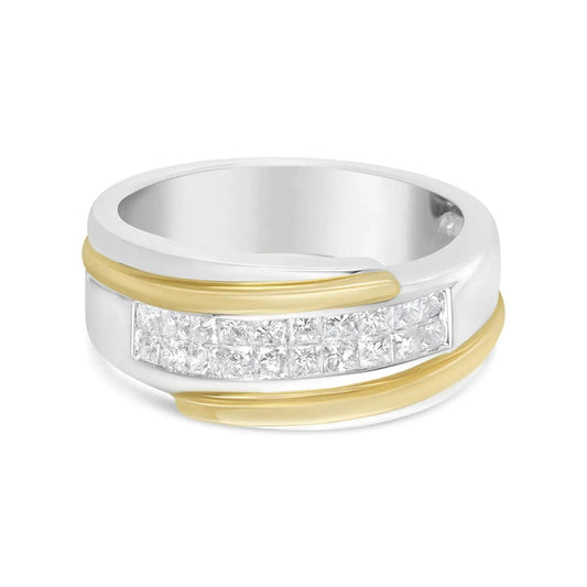 14K Gold 1ct Diamond Men's Luxury Band - Bicolor Design - Solstik