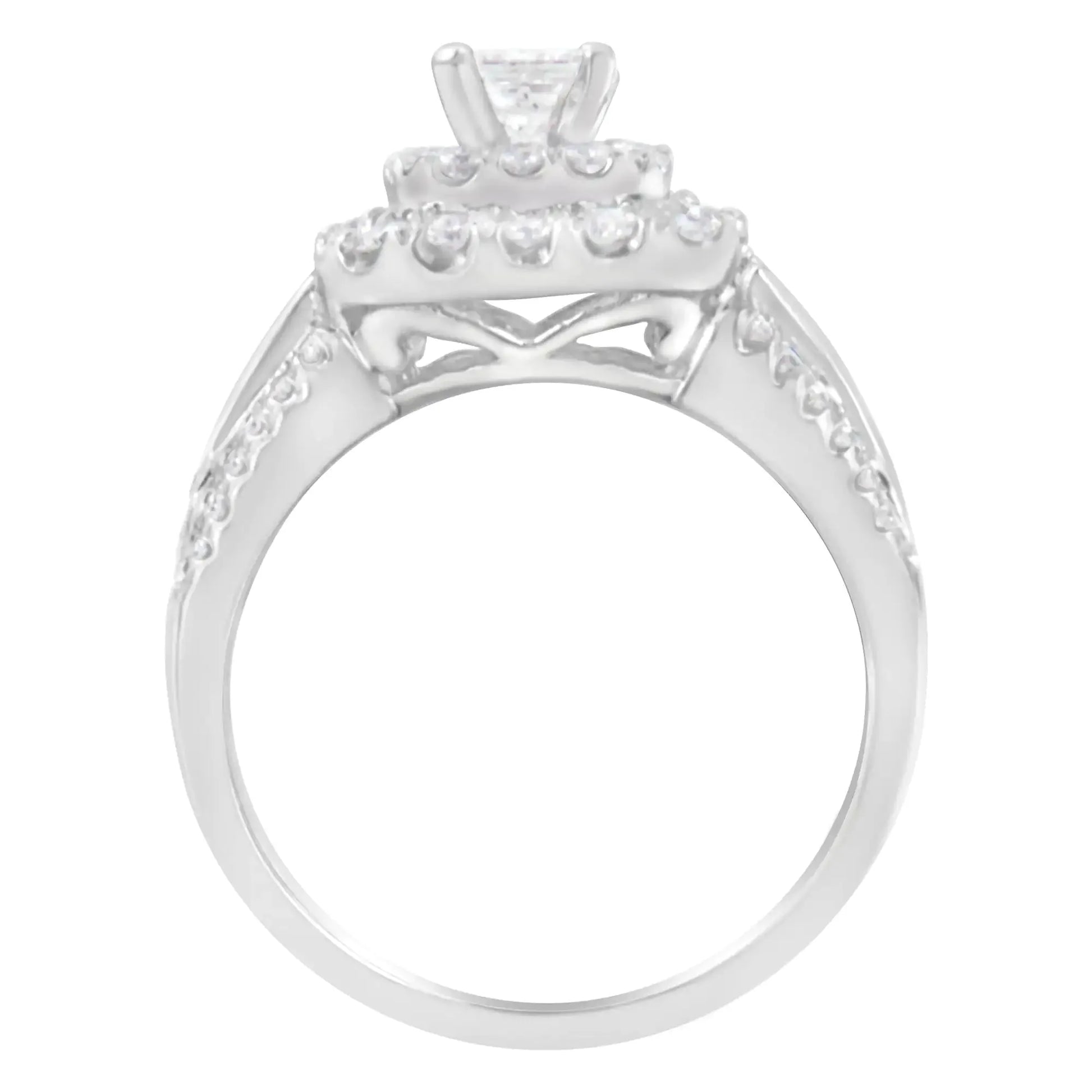 14KT White Gold Luxe Diamond Halo Ring (1ct Total) - Solstik