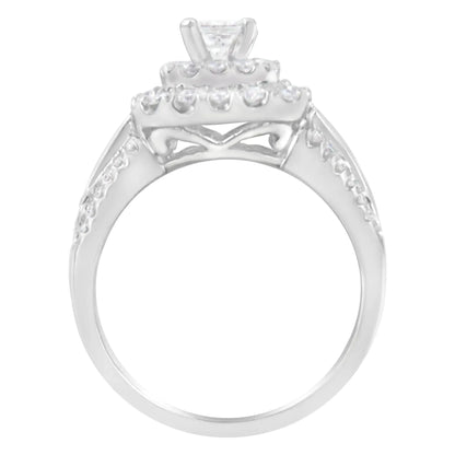 14KT White Gold Luxe Diamond Halo Ring (1ct Total) - Solstik