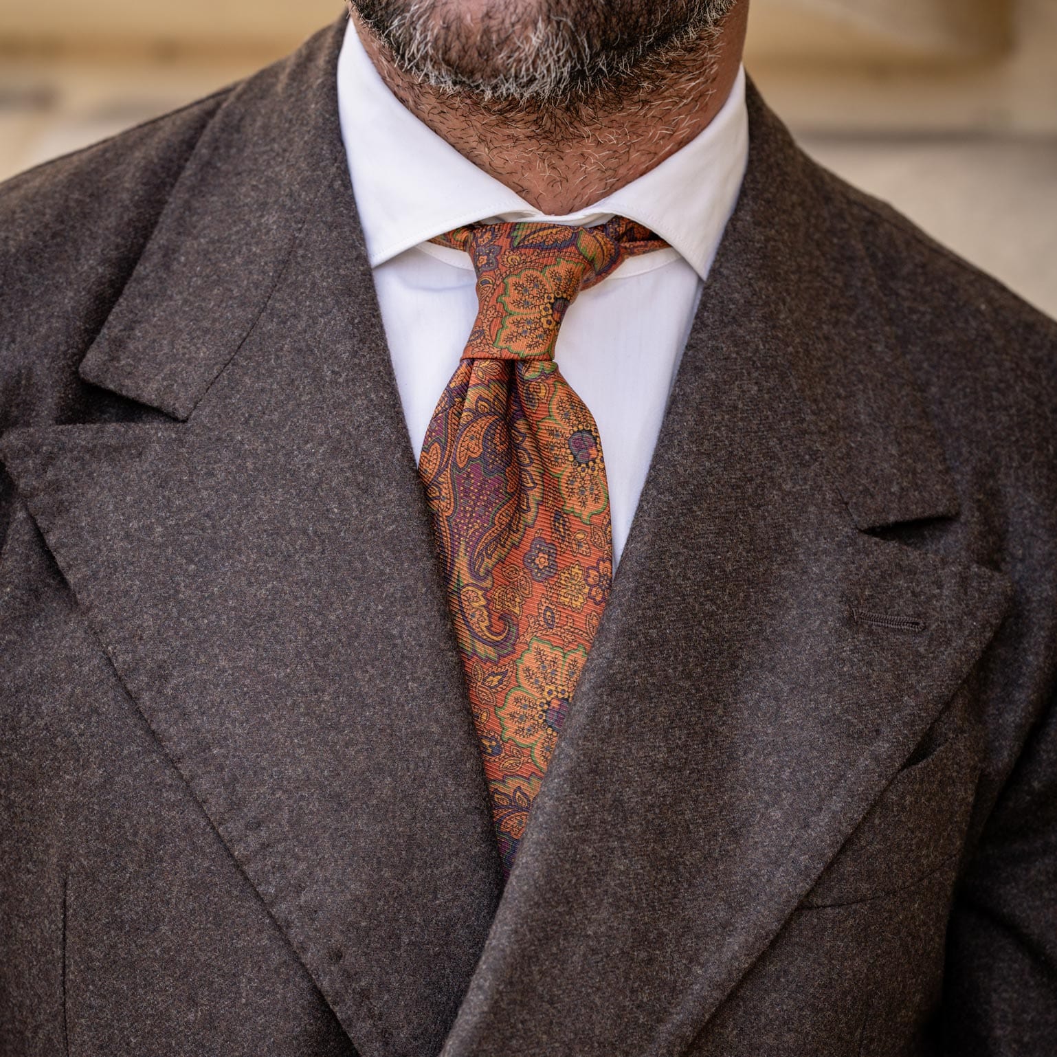 Trevi - Printed Madder Silk Tie - Ginger - Solstik