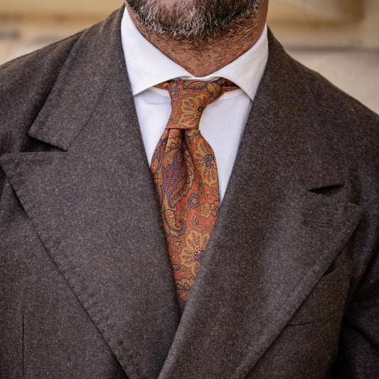 Trevi - Printed Madder Silk Tie - Ginger - Solstik