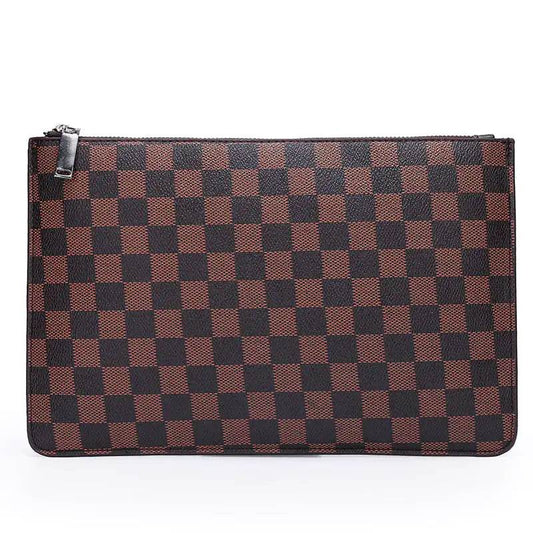 Men's Soft PU Plaid Business Casual Clutch Bag - Solstik