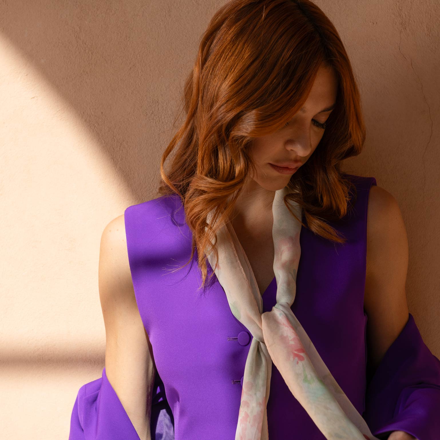 Meadow - Long Silk Scarf - Salmon Pink - Solstik