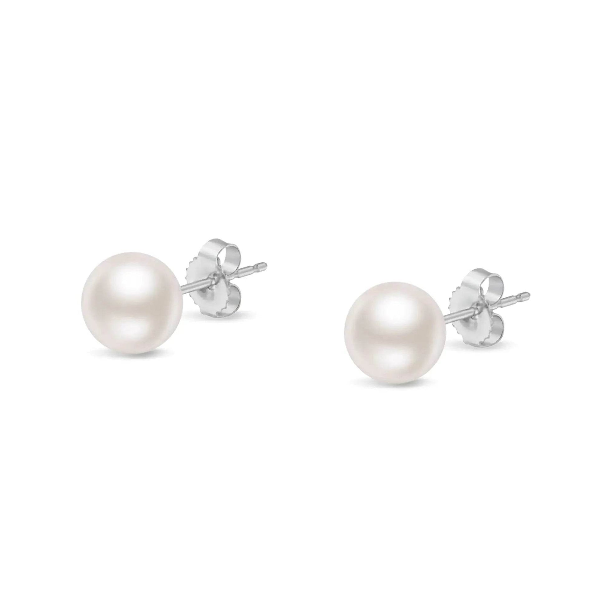 14K Gold Akoya Pearl Stud Earrings - Select Your Size - Solstik