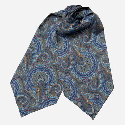 Bugatti - Silk Ascot Cravat Tie - Petrol Blue - Solstik