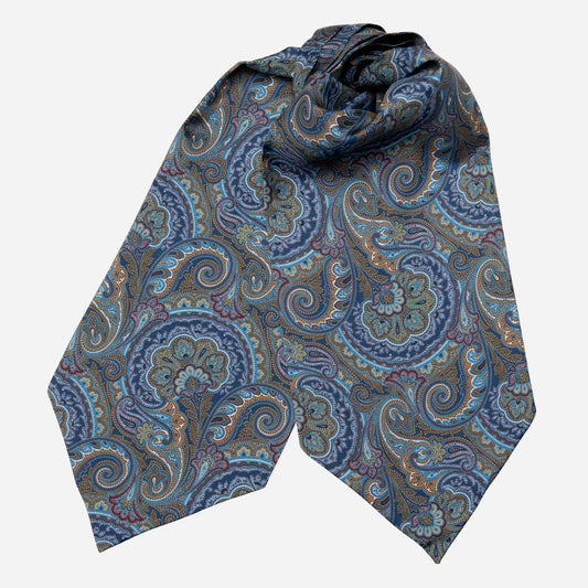 Bugatti - Silk Ascot Cravat Tie - Petrol Blue - Solstik