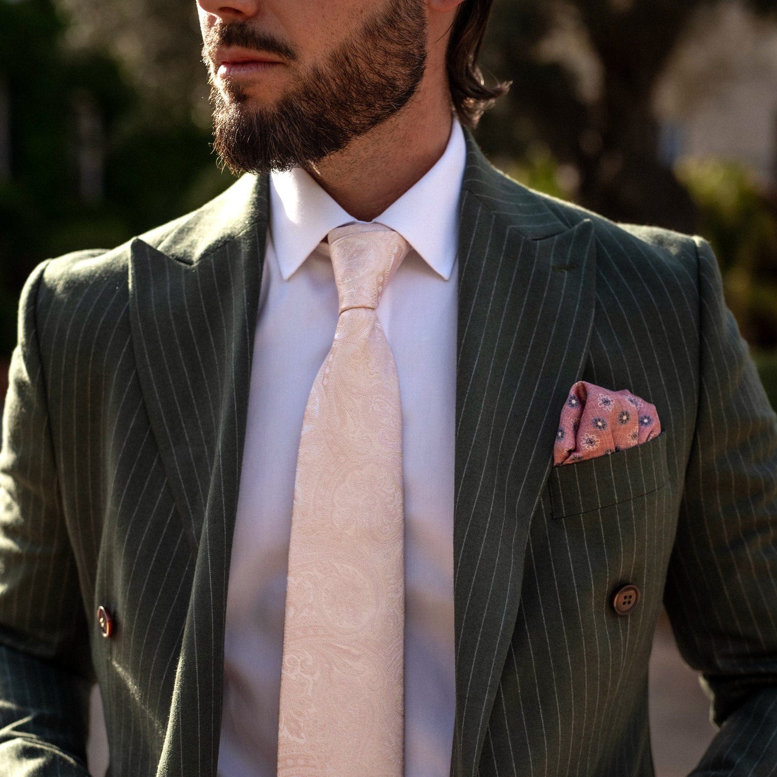 Pascal - Double Sided Silk Pocket Square - Blush - Solstik