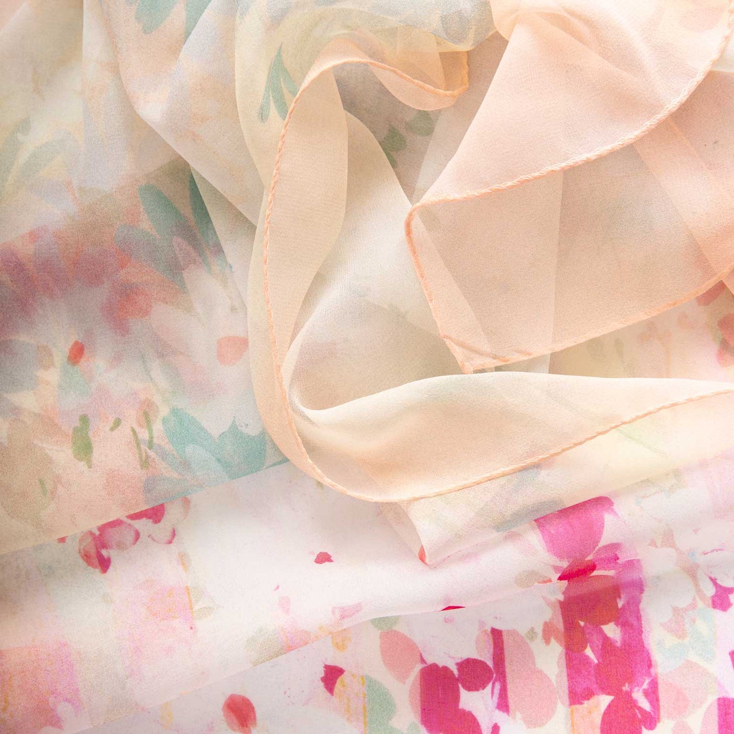 Meadow - Long Silk Scarf - Salmon Pink - Solstik