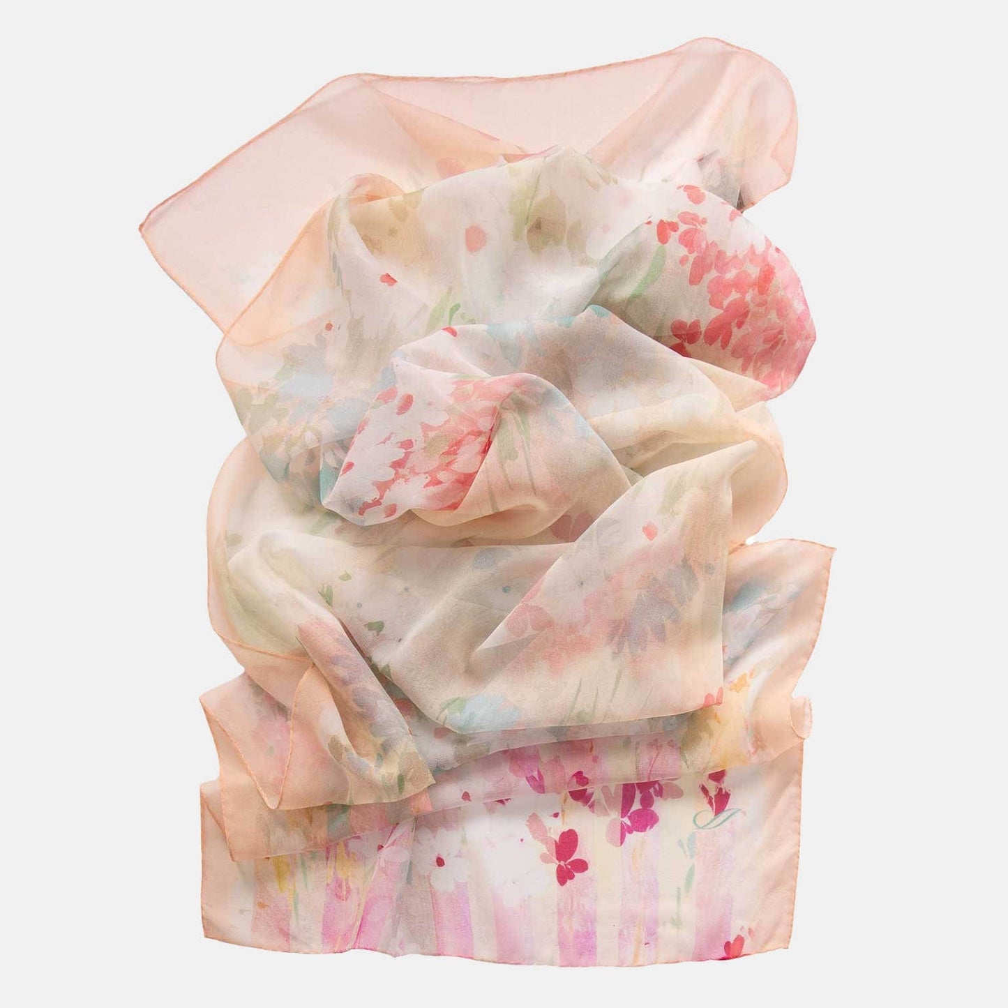Meadow - Long Silk Scarf - Salmon Pink - Solstik