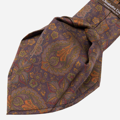 Trevi - Printed Madder Silk Tie - Plum - Solstik