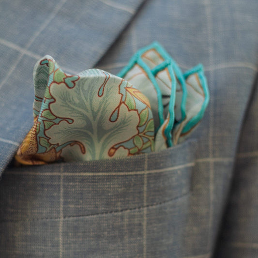Londra - Silk Pocket Square - Aqua - Solstik