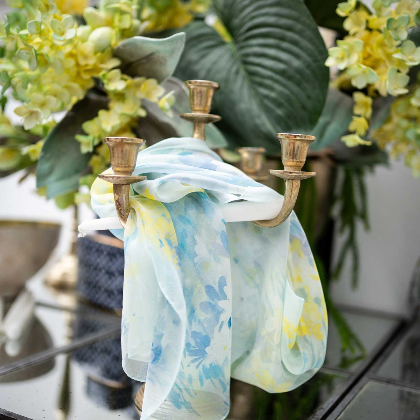 Meadow - Long Silk Scarf - Sky Blue - Solstik