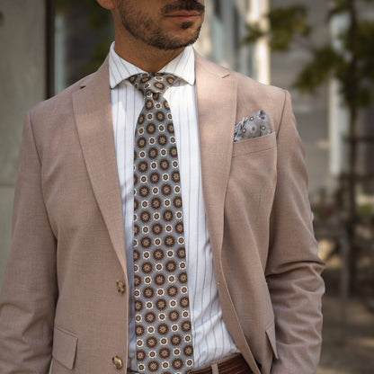 La Vigna - Printed Wool & Silk Tie - Grey - Solstik