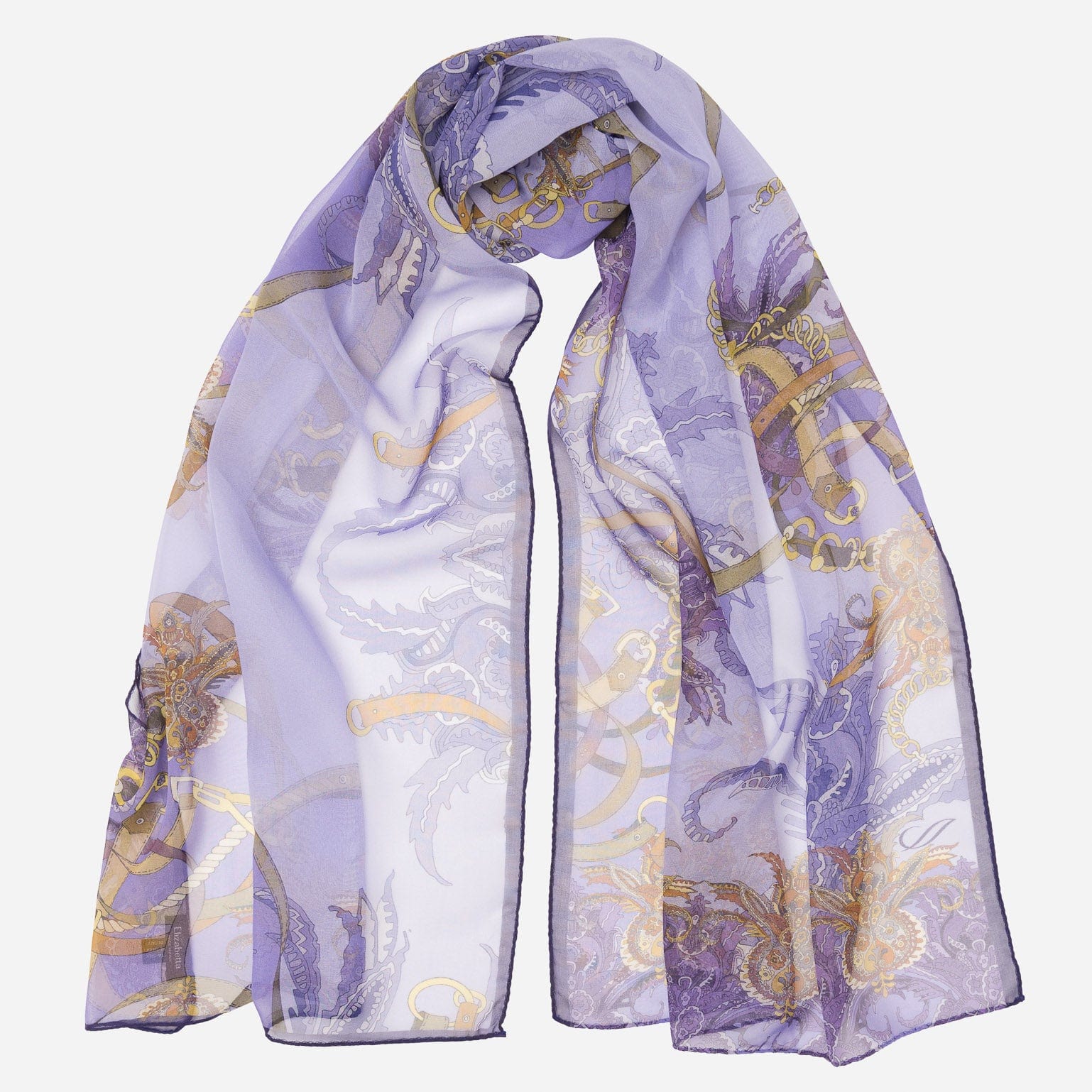 Alessandra - Long Silk Scarf - Purple - Solstik
