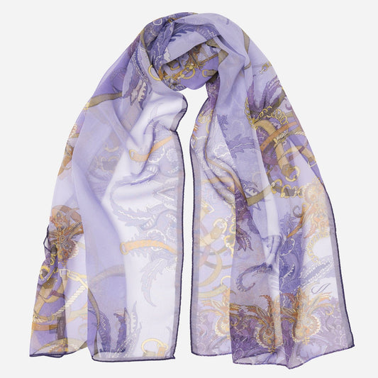 Alessandra - Long Silk Scarf - Purple - Solstik