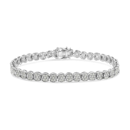 Sterling Silver 2.0ct Diamond Cluster Bracelet - 7.25" - Solstik