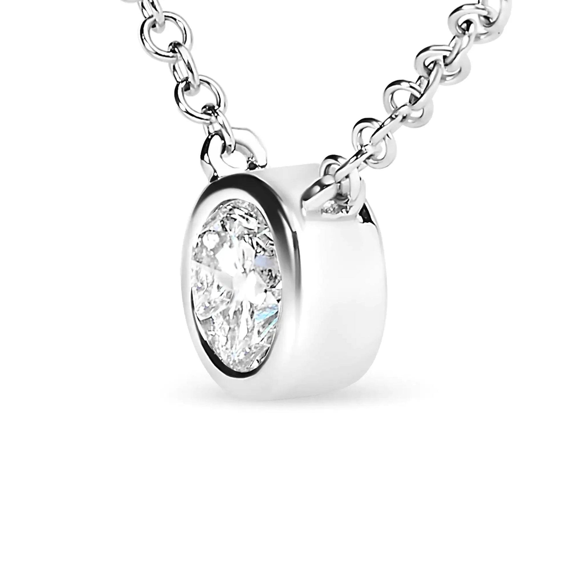 AGS 10K Gold Round Diamond Solitaire Pendant Necklace - Solstik