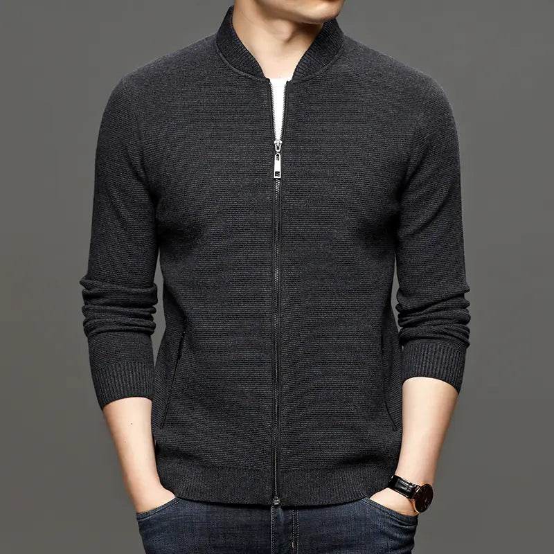 Men's Fashion Solid Color Knitted Jacket for Business - Solstik