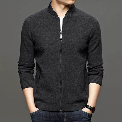 Men's Fashion Solid Color Knitted Jacket for Business - Solstik