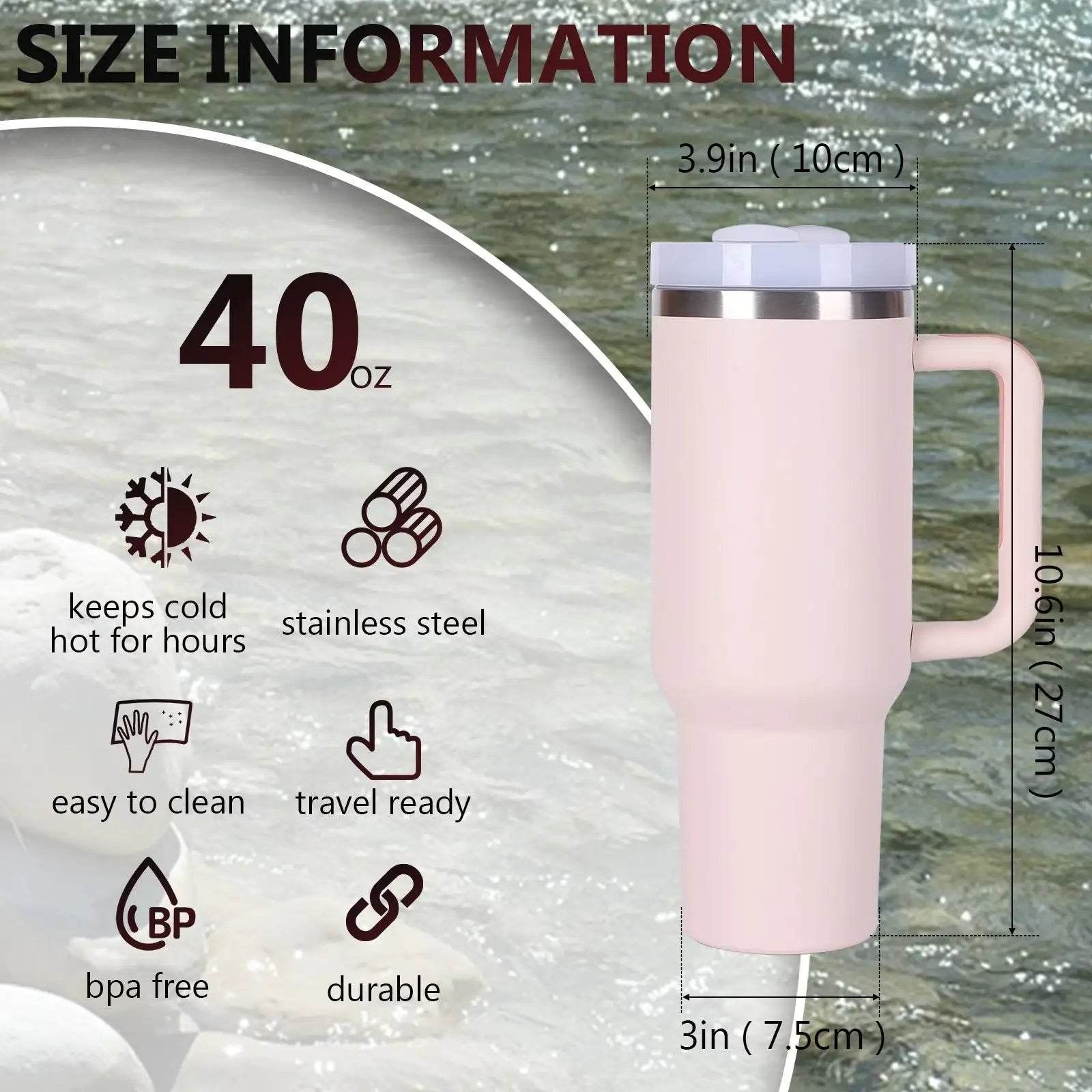 40oz V2 large capacity tumbler, With Handle And Straw Lid, Insulated Reusable Stainless Steel Water Bottles Travel Mug Coffee Cup car cup water cup For Men Women Outdoor Camping Driving, gift - Solstik