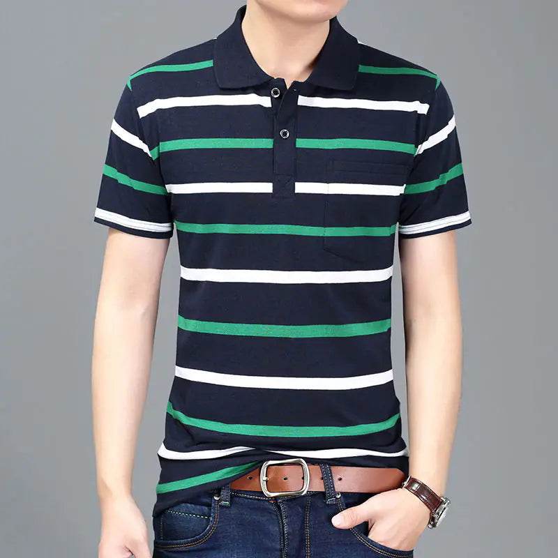Men's Striped Cotton Polo Tee - Solstik