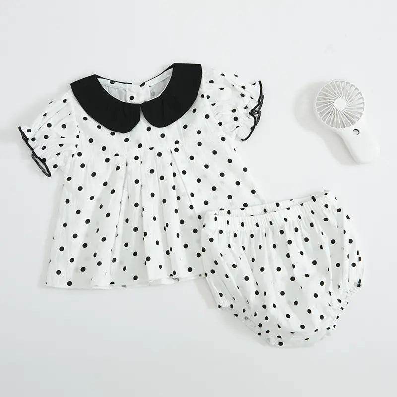 Elizabet Polka Dot Baby Girl Summer Outfit Set - Solstik #