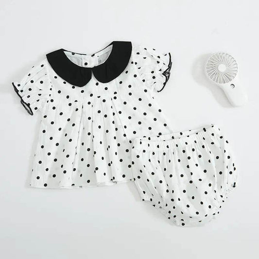 Elizabet Polka Dot Baby Girl Summer Outfit Set - Solstik #