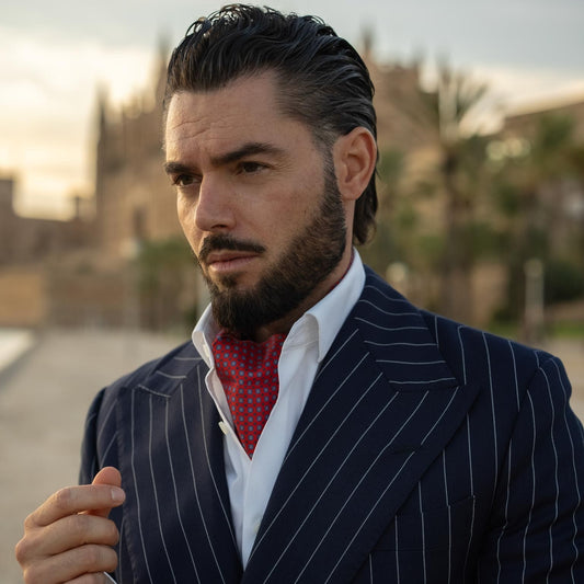 Navona - Silk Ascot Cravat Tie - Red - Solstik