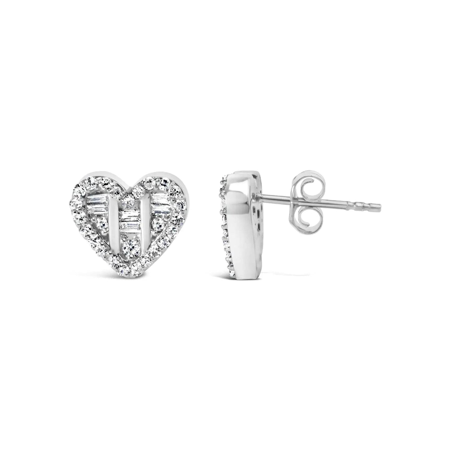 .925 Silver Heart Diamond Studs 1/2 Cttw (I-J, SI2-I1) - Solstik